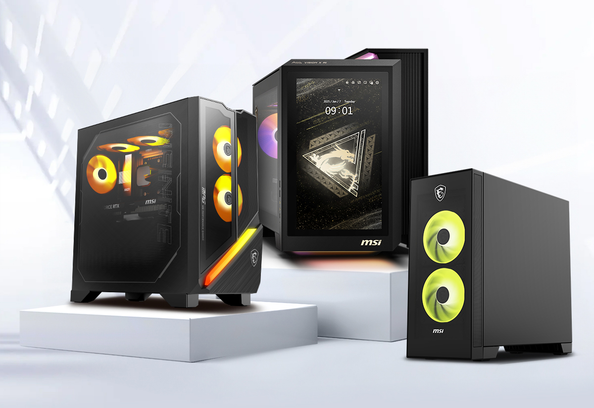 PC gaming MSI de bureau avec éclairage RGB et carte graphique dédiée