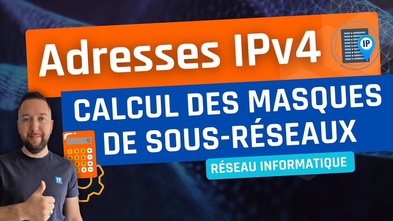 Schéma d'une adresse IPv4 découpée en quatre octets sur un réseau informatique
